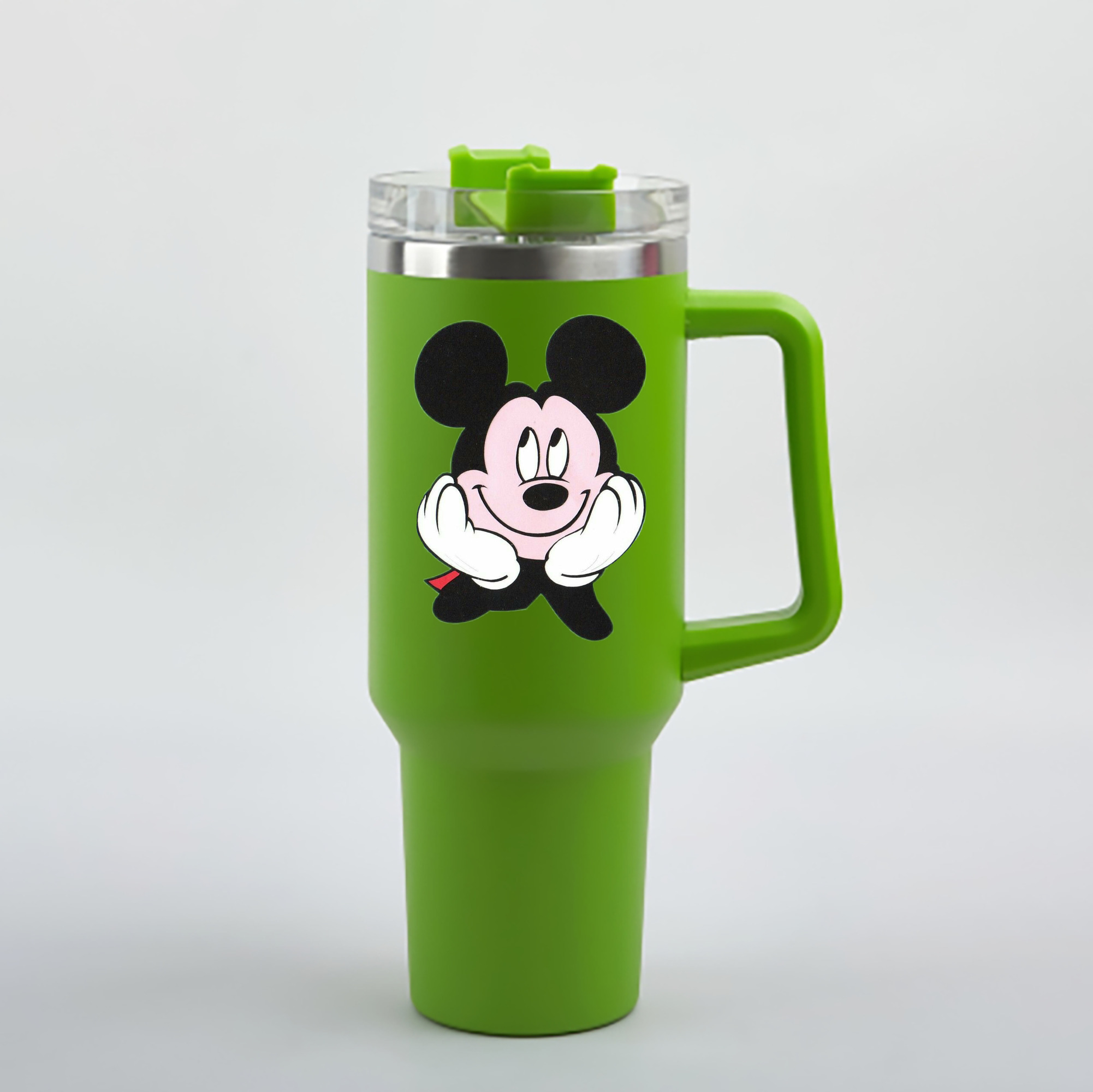 （画像用） ミッキーマウス Mickey Mouse 1200mL車用タンブラー - クリスタルステッカー（プラスチックストロー付き）